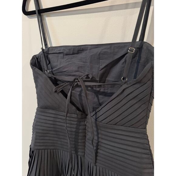 Meshki Rylee Multi Pleat Mini Dress Charcoal Size Large, Structured Satin Corset - Picture 4 of 7